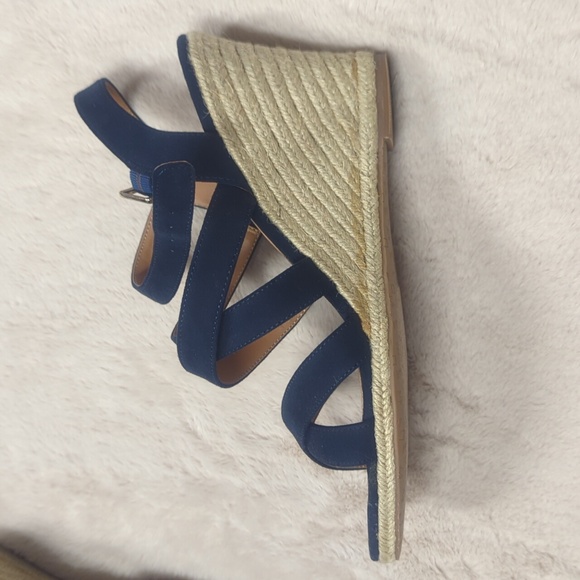 Navy Espadrille Wedge Sandals - Picture 2 of 6